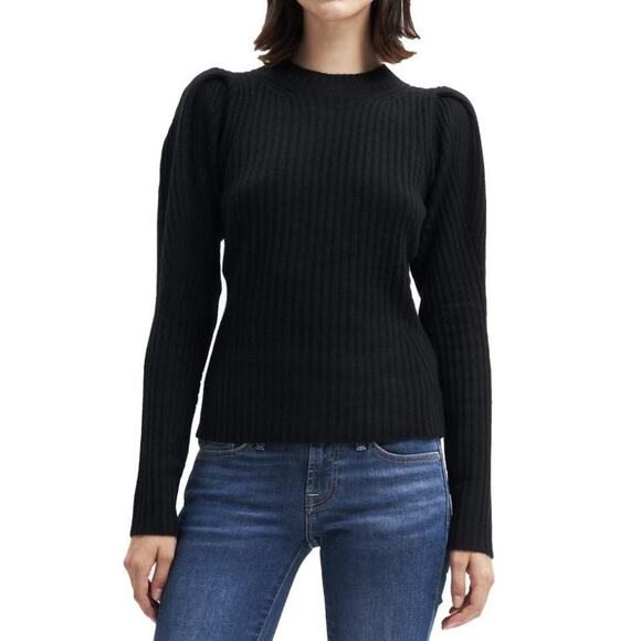 7 For All Mankind Women’s Size S Black Ribbed 100% Cashmere Pullover Sweater - Picture 1 of 11